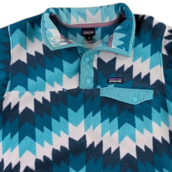 Patagonia Synchilla Snap-T Fleece Pullover XL Teal Geo Pattern F257 - Picture 9 of 11